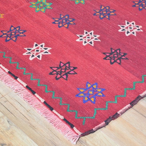 Alfombra de lana hecha a mano Sumak turca tribal Kilim (talla 4,7 X 7,4) Brral-3825 - Imagen 9 de 10