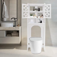 Over The Toilet Storage Cabinet, 4 Tier Bathroom Organizer w/ Raised Leg