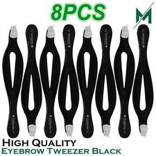 Stainless Steel Slant Tip Tweezer Precision Eyebrow Hair Remover Tools 8PCS SET