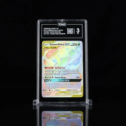 Pokémon TCG Venusaur & Snivy GX Cosmic Eclipse Rainbow Rare 249/236 TAG 8