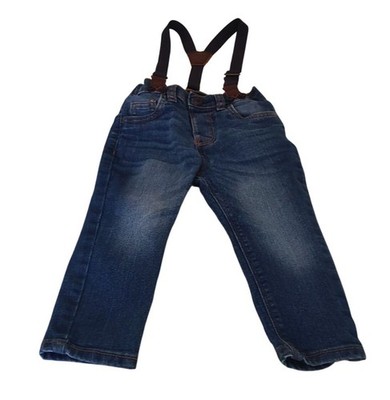 OshKosh Bgosh Baby Denim Jeans With Adjustable Suspenders 18M Blue Casual Pants