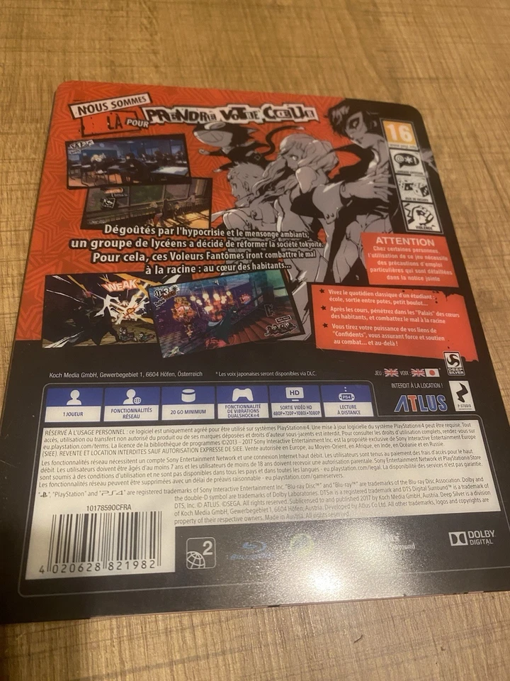 PERSONA 5 - STEELBOOK EDITION PS4 FR OCCASION (GAME IN ENGLISH/FRANCAIS/DE/ES/IT, photo 2 sur 3