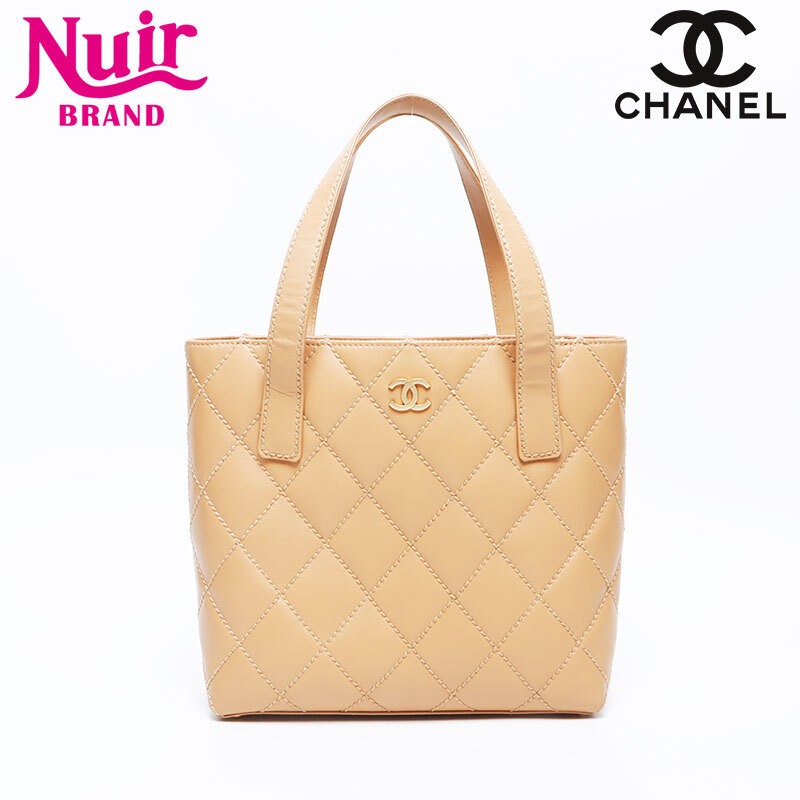 CHANEL 2004-2005 9th Series Beige Lambskin Wild Stitch Handbag