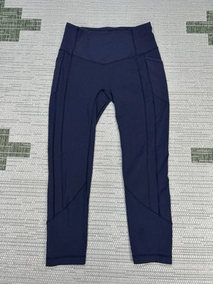 Lululemon All the Right Places Crop II Pants Women 8 Blue Logo Mid Rise Athletic