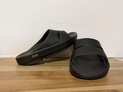 OOFOS Unisex Sandals - Comfort Recovery Black Slides Men's 5  Women's 7 ~ EUC