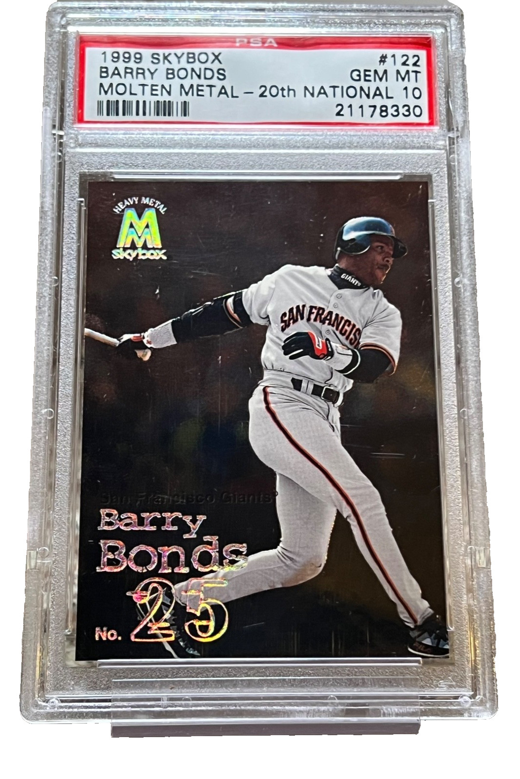 1999 Barry Bonds Skybox Molten Metal Rare SP #'d 999 Foil Heavy Metal PSA 10 view 5