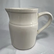 Vintage Friendship Pottery White Stoneware Milk Pitcher Roseville Ohio USA