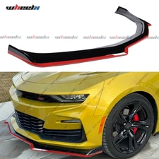 Red Line For 16-22 Chevy Camaro 1LE Style Gloss Black Front Bumper Lip Splitter
