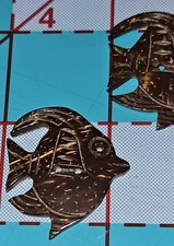 Coconut Shell Fish-Shaped Carved Buttons (VINTAGE) Set of 4