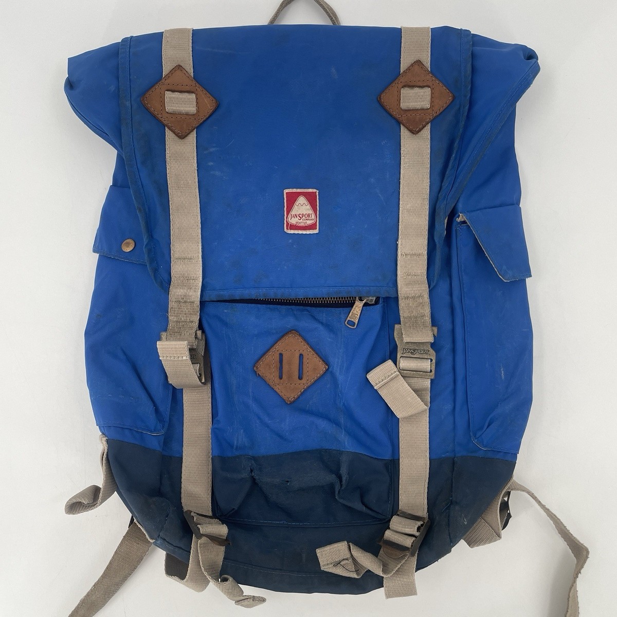 Rare Vintage JanSport Skip Yowell Nylon Rucksack Backpack in Blue *flaws*