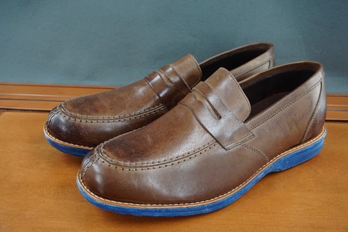 Sandro Moscoloni Romero Men's 10.5 Brown Leather Slip On Casual Loafers Shoes
