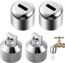 2 Pack Heavy Duty Brass Faucet Locks for Garden Hose Bibs - Prevent Water Theft