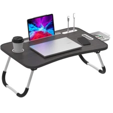 Laptop Tray Lap Desk Stand Foldable Bed Table Notebook Tray Cup Slot Adjustable