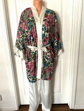 Victoria s Secret 3 Piece Pajama Set Gold Label Vtg. Silky Satin Floral Design S