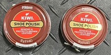 Kiwi Brown Shoe Polish Leather Care 2 Tins 32g 1.125oz Shines Renews  Protects