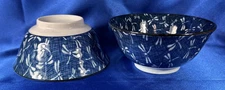 2 Japanese Ceramic Ramen Noodle Bowls with Dragon Flys