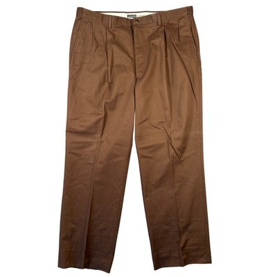 St Johns Bay Chino Pants Mens 44 Brown Excellent Relaxed Fit Pleated 43x32