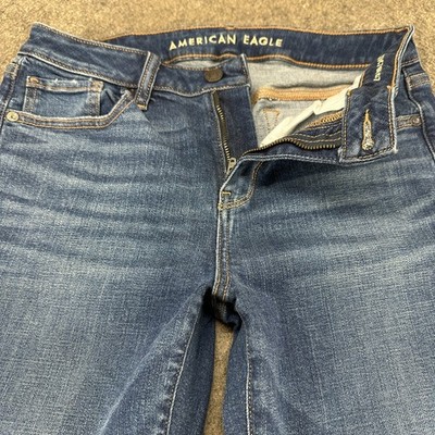 American Eagle Jeans Womens 8 Blue Mid Rise Kick Boot Bootcut Dark Wash Stretch
