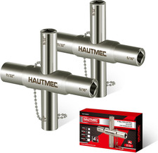 4 Way Sillcock Water Key Set - 2 Pack, 1/4", 9/32", 5/16", 11/32" Multi-Function