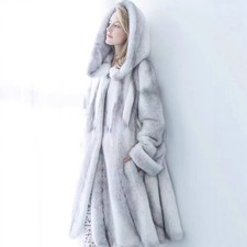 Nuovo cappotto pelliccia visone lusso donna spesso caldo festa visone pelliccia lungo con cappuccio giacche