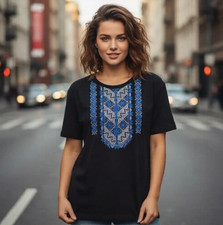 Ukrainian Women Embroidered T-shirt Vyshyvanka Short Sleeve Tee