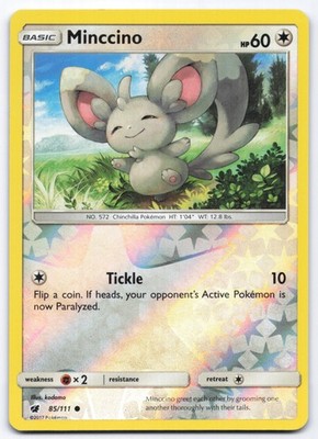 Minccino 85/111 Crimson Invasion Reverse Holo Common Pokemon Card LP
