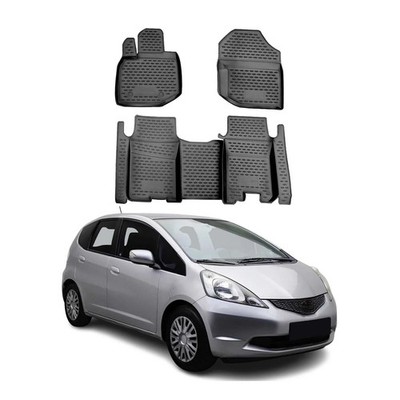 2009-2013 Honda Fit 2.gen Hatchback Floor Mats Liners Full Set All Weather Black