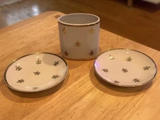 Fleur De Lis 5420 Coaster Gilded Fleur de Lis Drink Coasters Vintage Made Japan