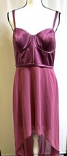 DB Studio Mauve Satin Sweetheart Hi-Low A-Line Strappy Dress Party Size 12