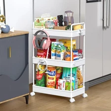 3 Tier Rolling Storage Cart with Wheels Slim Craft Nail Makeup Snack Art Baby...