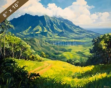 Maui with Haleakal Crater oil painting 8x10 Print