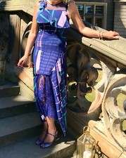 Three Floor Blue & Pink Lace Elegant Stylish Dress for Fancy Occasions