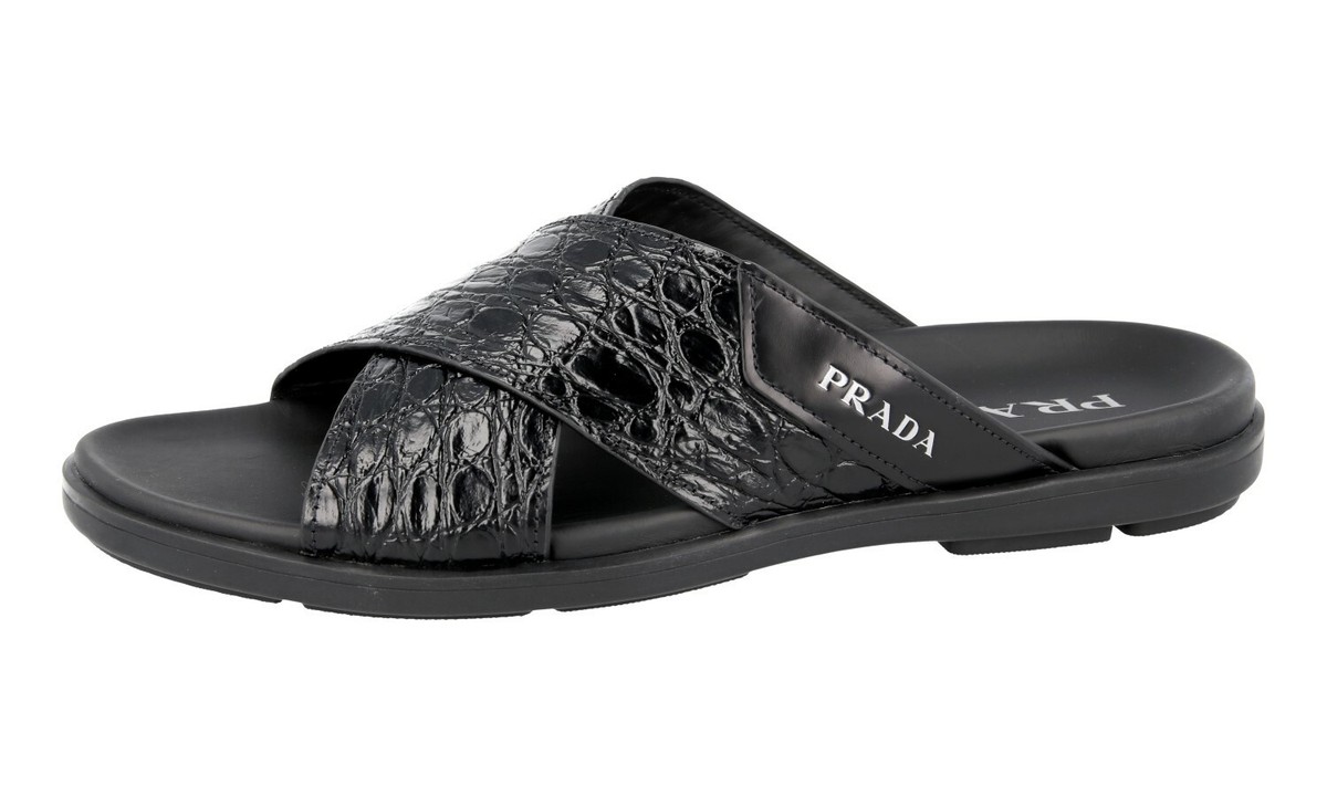 PRADA｜SLIPPERS (2X3146 F X000 103 F0005) Prada Triangle Logo Leather Cross Slice Slipper 2X3081 B4L