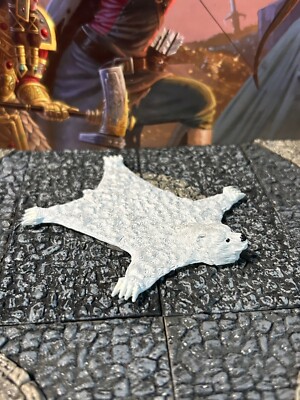 Huge Polar Bear Skin Rug painted miniature Dungeons & Dragons D&D terrain white