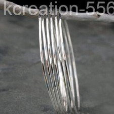 7 Set of Bangles 925 Sterling Silver Bangle Hammered Stacking Bangle Jewelry 5K1