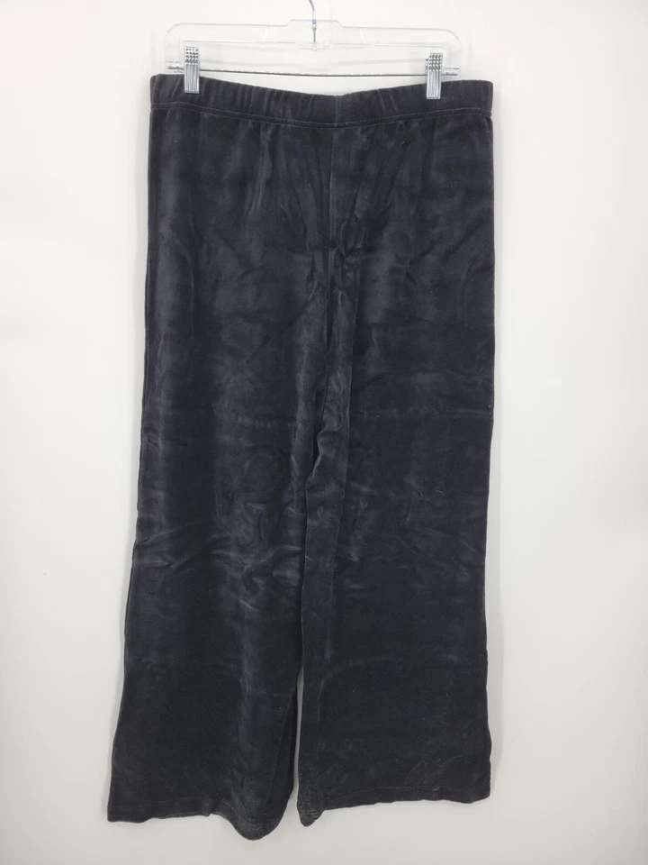 Quacker Factory Pants Womens Medium Black Velvet Pull On Flare Leg Stretch - Image 2 of 4