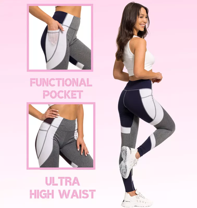 Womens Sports Leggings With Pocket High Waisted Tummy Control