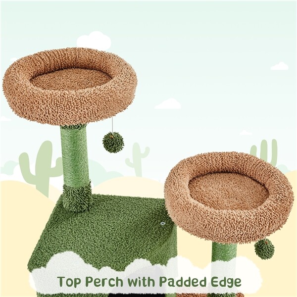 Topeakmart 54.5" Cat Tree - Cactus-Themed Cat Tower With Condos, Perches, Scratching Posts & Ball