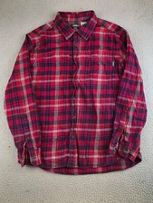 Eddie Bauer Shirt Men's XL Red Plaid Button Down Collared Long Sleeve Outdoor