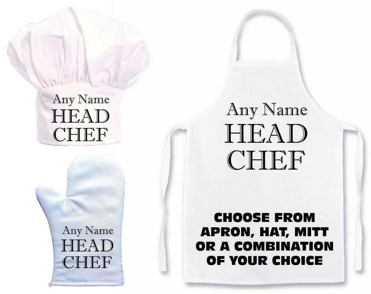 Personalised chef apron and hat sale