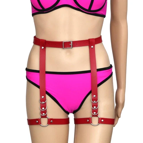 PU Leather Garter Belt Body Harness Strap Waist Leg Thigh Suspender - Picture 2 of 28
