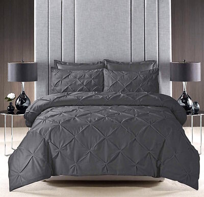 NEU Luxus Biesen Plissee Bettbezug Quilt Weich Kuschelig Bettwäsche Set & Kissenbezüge