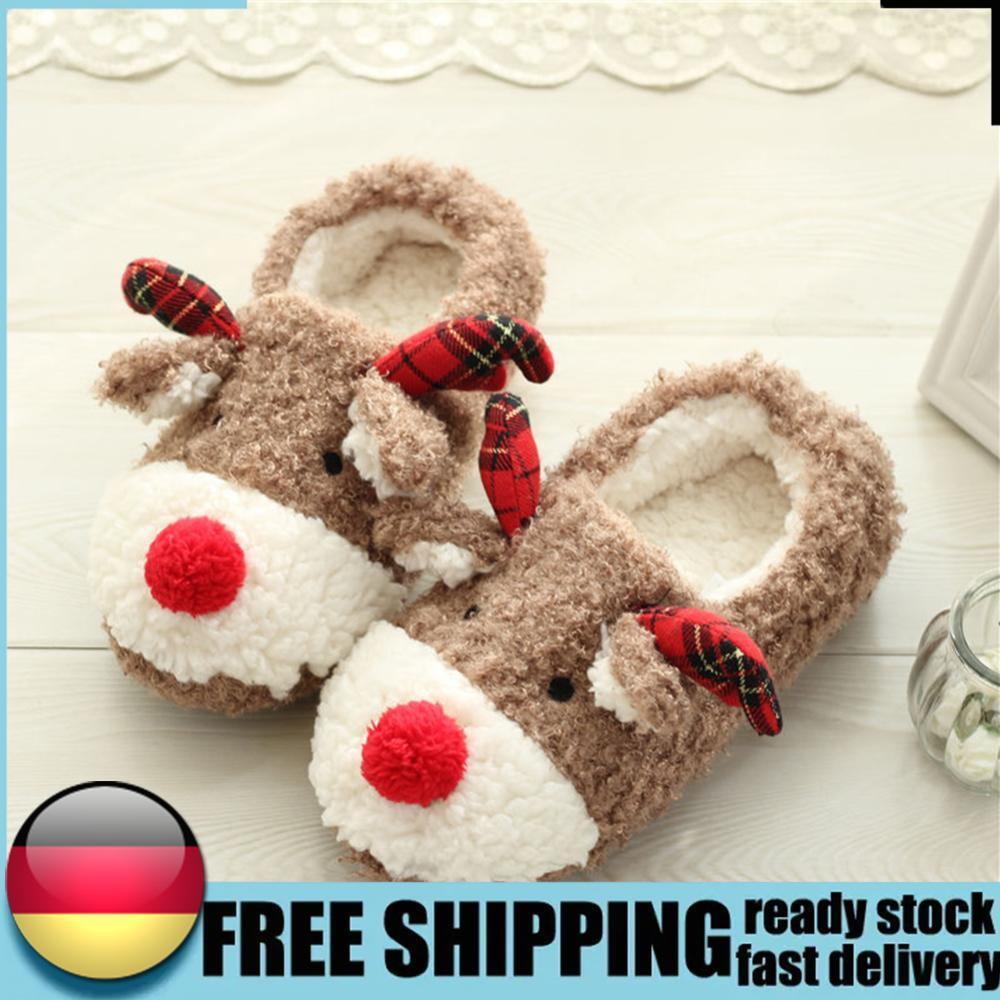 APL Pantofole Peluche Alce Natale Calde Slip on Casa Scarpe Antiscivolo per Donna Ragazza