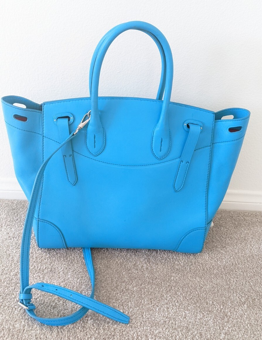 $3500 Ralph Lauren Collection Rare Blue Ricky 33 Calfskin