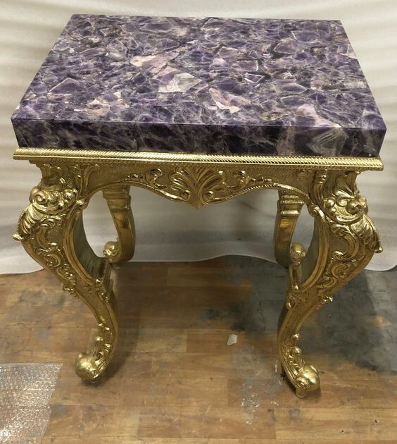 15x15 Natural Amethyst Agate Stone Coffee Table Top Handcrafted Side End Table