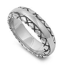 316L Stainless Steel Textured Band Ring - Free Gift Packaging