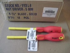 (Qty 2) Westward 5mm Insulated Nut Driver Alloy Steel 5" Shank 9-7/16" OAL 1YXL6