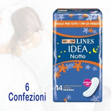 Lines idea notte 84 assorbenti donna anatomico esterno disteso neutralizza odori