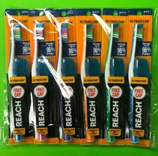 Reach Soft Ultra Clean Toothbrushes + Caps, 6 Pack Bundle ( New Sealed )