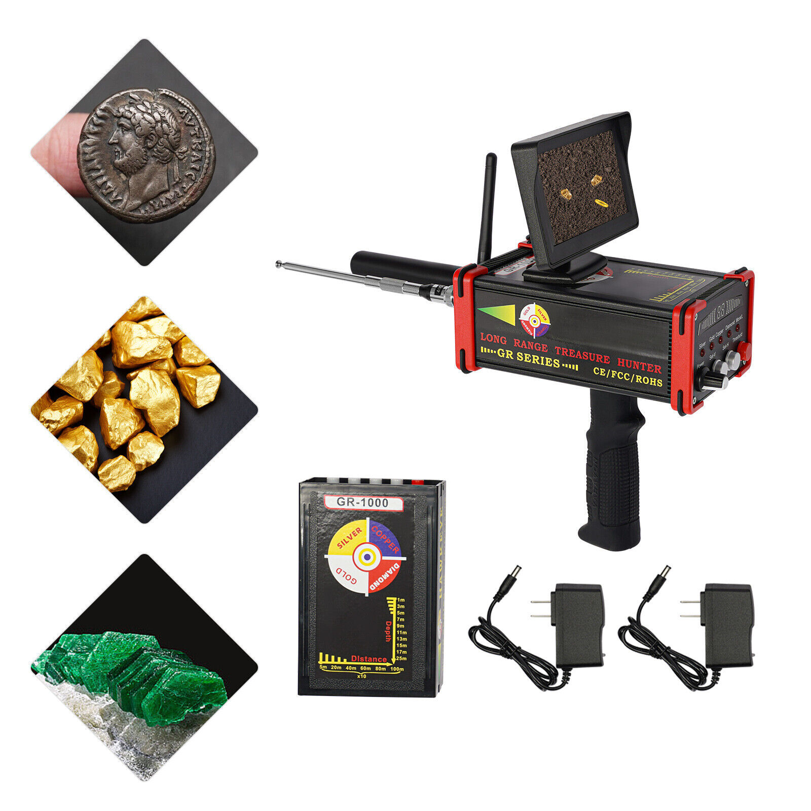 Long Range Gold Metal Detector Treasure Hunter Gold Finder Handheld 1000M+Screen